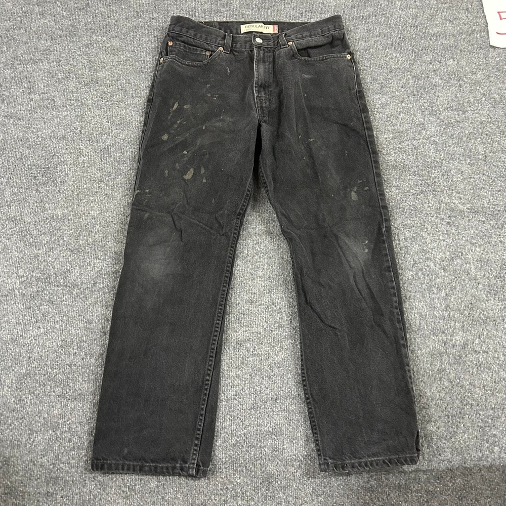 Levi's Jeans Mens Size 33x30 Black Regular Fit 505 Straight Leg Cotton Distress
